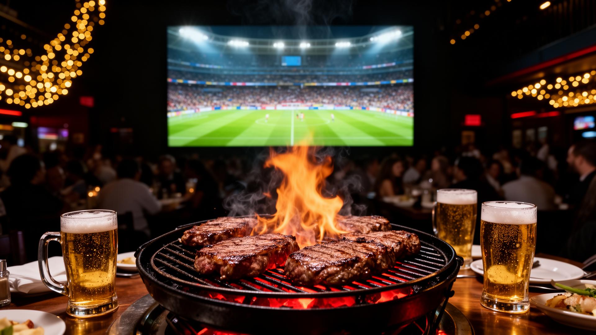 Pantalla gigante del Mundial en Villa Parrilla con parrillada y cervezas